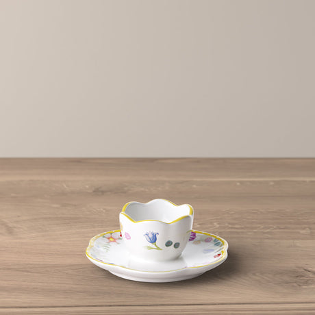 Portauovo con piattino Villeroy & Boch in porcellana decoro floreale 10 cm