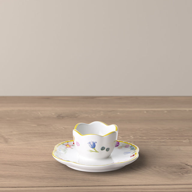 Portauovo con piattino Villeroy & Boch in porcellana decoro floreale 10 cm