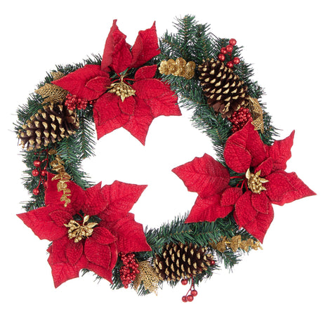 Ghirlanda di Natale Bizzotto in PVC con pigne e bacche diametro 55 cm