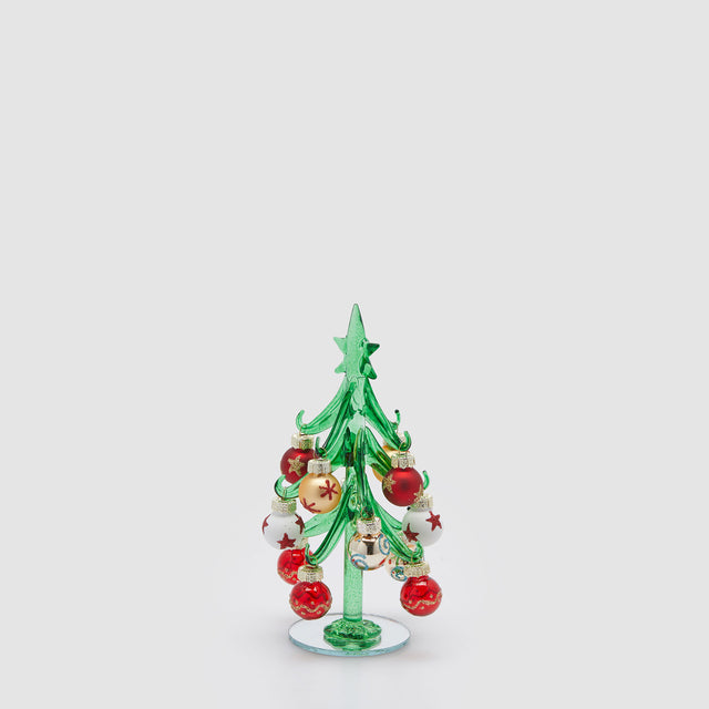 Pino decorato EDG in vetro soffiato 16x7,5 cm decorazione natalizia