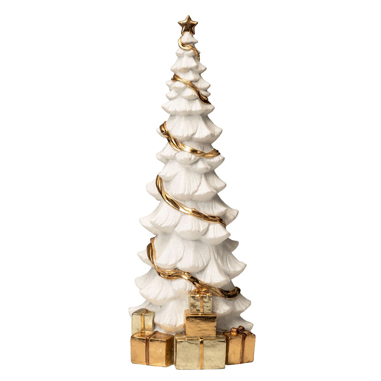 Albero di Natale Noel in poliresina bianco e oro altezza 50 cm