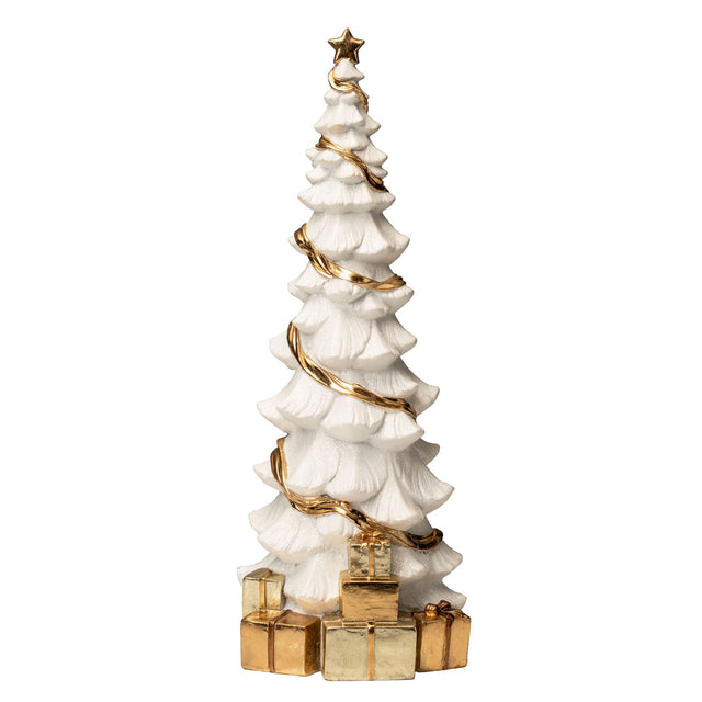Albero di Natale Noel in poliresina bianco e oro altezza 50 cm
