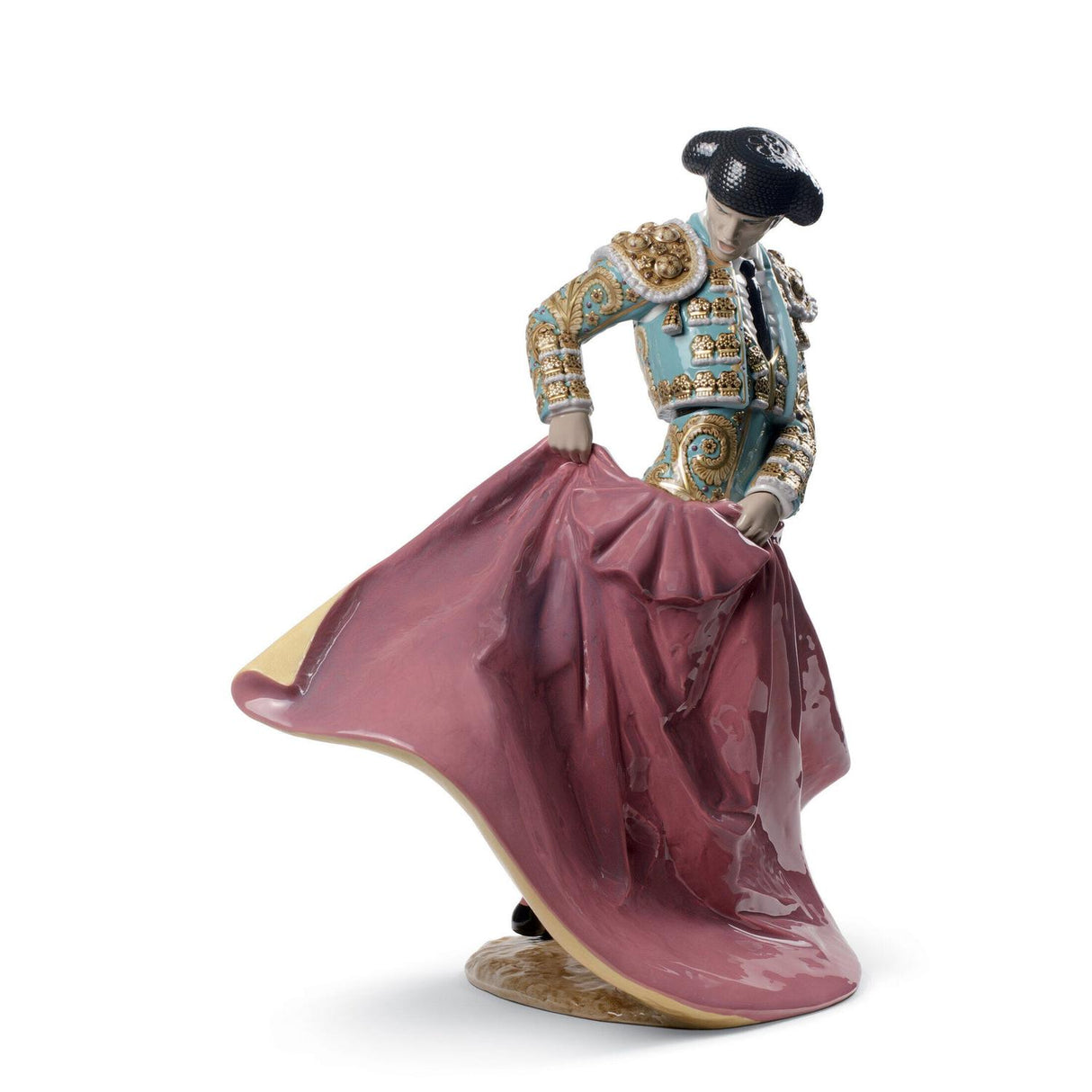 Scultura Il Matador Verde Lladrò in porcellana con dettagli dorati 46x43 cm