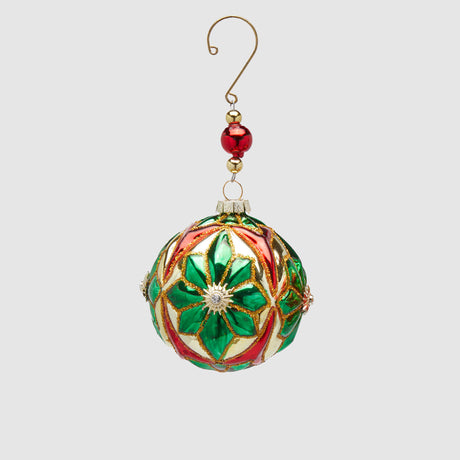 Pallina Natale Stellanatale EDG in vetro verde con decorazioni dorate 8 cm