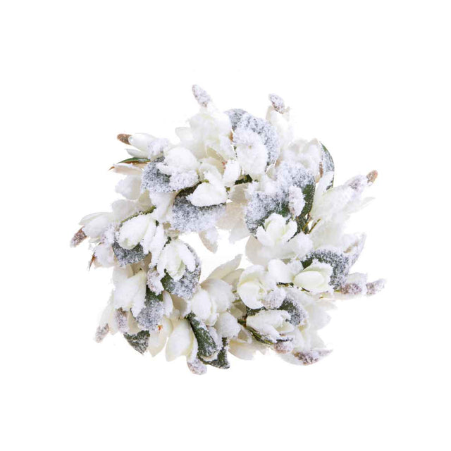 Ghirlanda innevata Bianchi Dino con boccioli di magnolia 45 cm