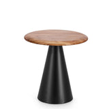 Tavolino Bizzotto in legno di acacia con base a cono nera 45x46 cm