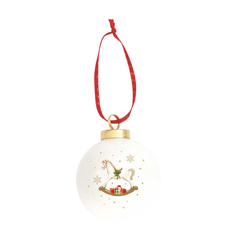 Pallina di Natale Easy Life cavallo a dondolo in porcellana 7 cm
