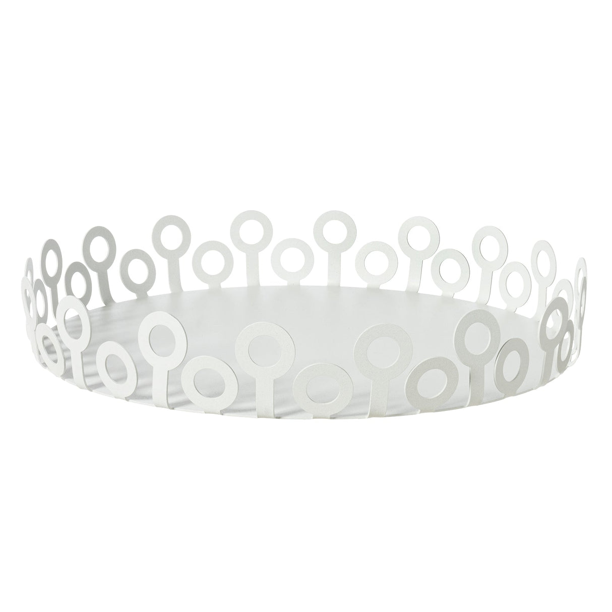 Vassoio Bollicine Arti & Mestieri in ferro finitura bianco marmo 36 cm