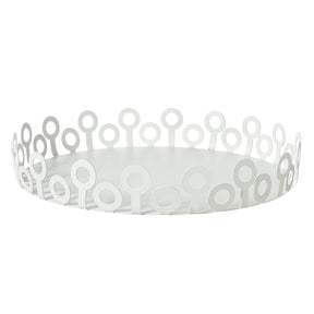 Vassoio Bollicine Arti & Mestieri in ferro finitura bianco marmo 36 cm