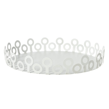 Vassoio Bollicine Arti & Mestieri in ferro finitura bianco marmo 36 cm