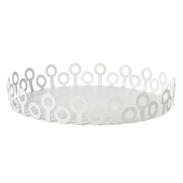 Vassoio Bollicine Arti & Mestieri in ferro finitura bianco marmo 36 cm
