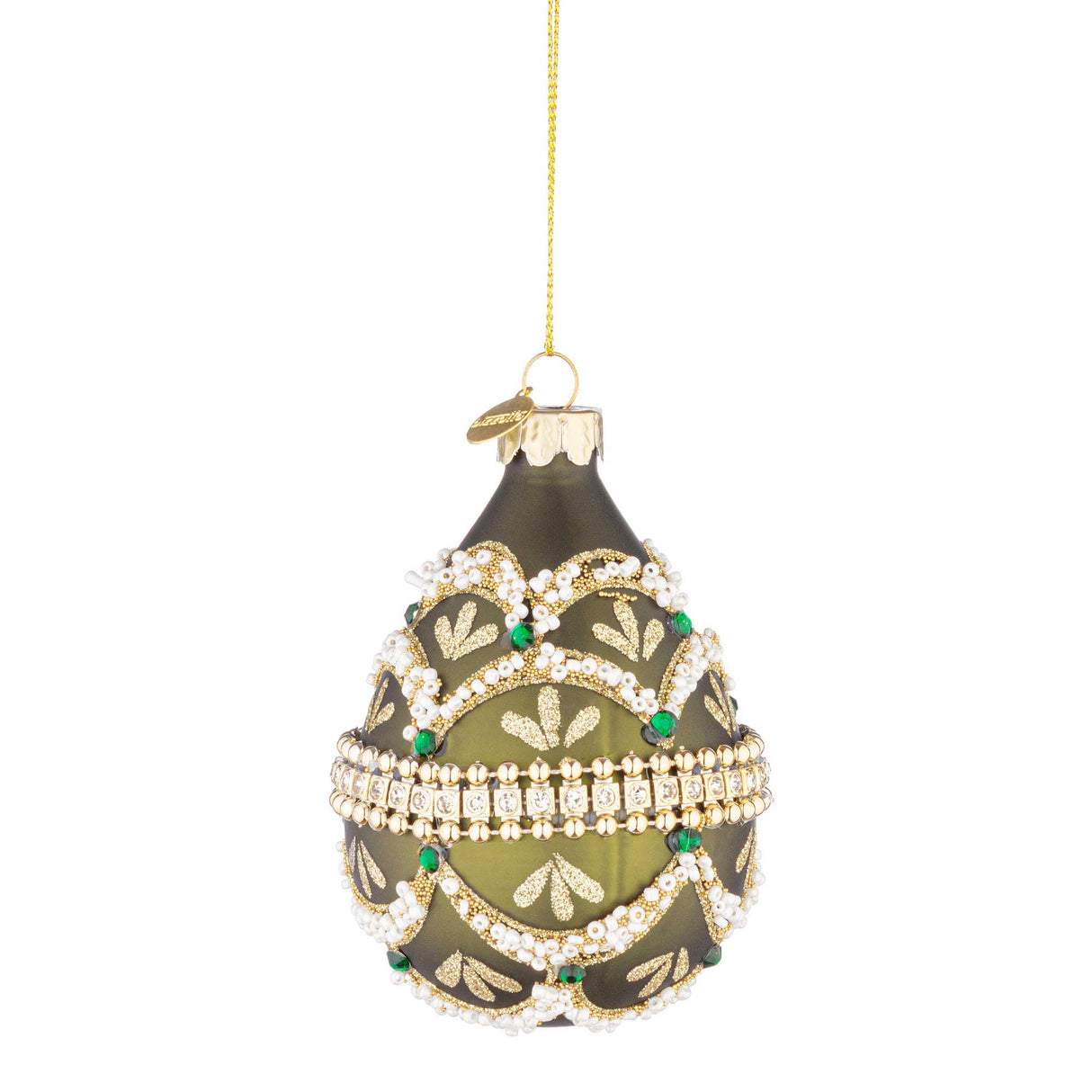 Addobbo goccia Beloved Bizzotto in vetro verde smeraldo 9 cm
