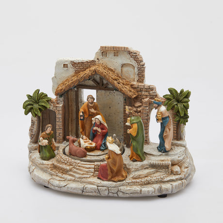Villaggio di Natale con presepe EDG luci LED 22x29 cm