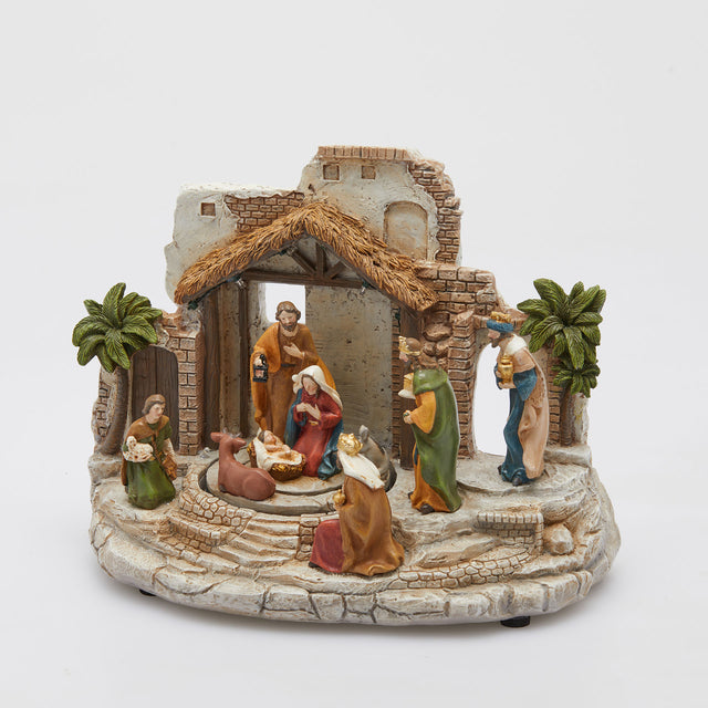 Villaggio di Natale con presepe EDG luci LED 22x29 cm