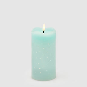 Candela LED Moccolo EDG in plastica verde chiaro 15x7,5 cm