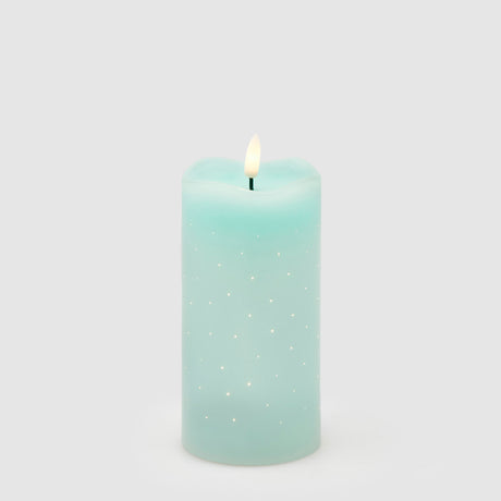 Candela LED Moccolo EDG in plastica verde chiaro 15x7,5 cm