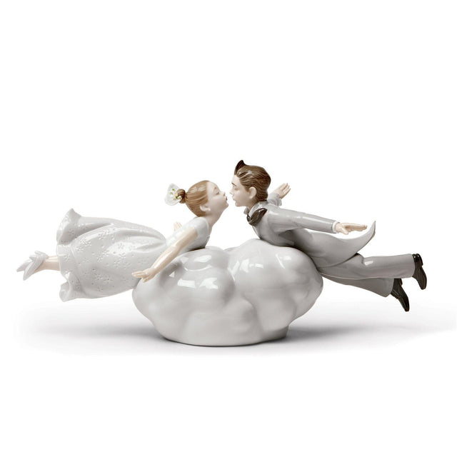 Statuina sposi Amore nell'Aria Lladrò in porcellana 17x38 cm
