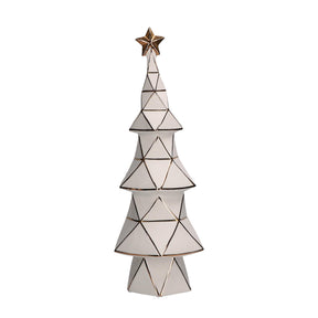Albero di Natale Cubismo Rituali Domestici in porcellana bianca e oro 40 cm