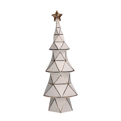 Albero di Natale Cubismo Rituali Domestici in porcellana bianca e oro 40 cm
