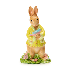 Statuina coniglio di Pasqua con uccellino Palais Royal in resina 20 cm