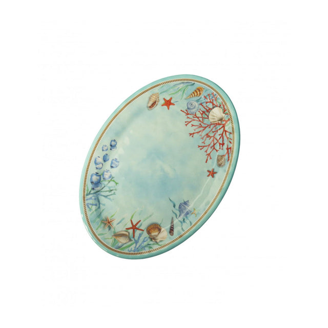 Vassoio ovale Reef Brandani in melamina decoro marino 35x25 cm