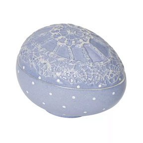 Contenitore uovo Villeroy & Boch in porcellana blu decoro pizzo 12x9 cm