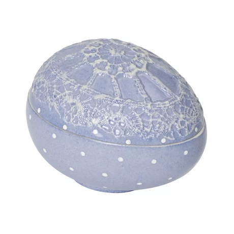 Contenitore uovo Villeroy & Boch in porcellana blu decoro pizzo 12x9 cm