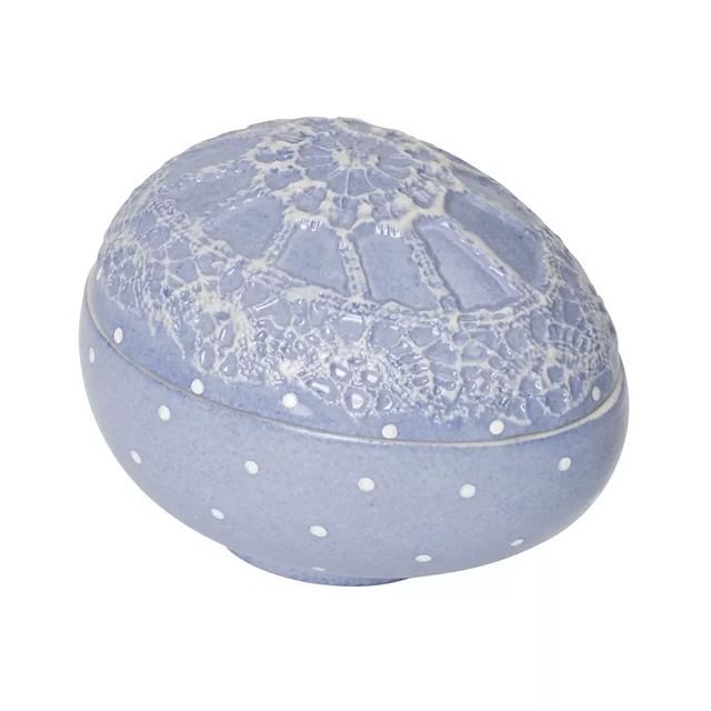 Contenitore uovo Villeroy & Boch in porcellana blu decoro pizzo 12x9 cm