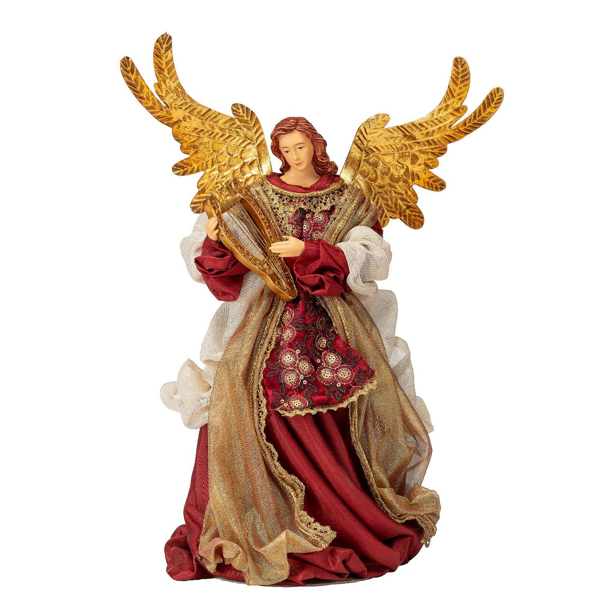 Angelo di Natale Noel in tessuto rosso altezza 36 cm