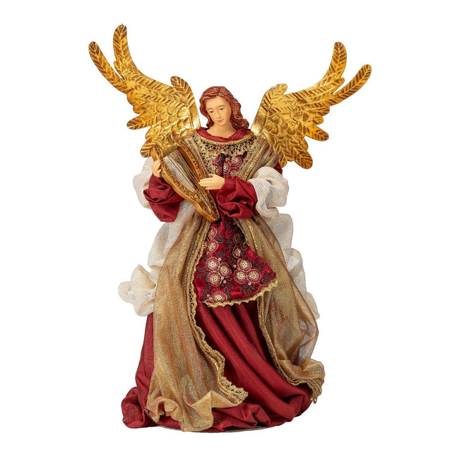 Angelo di Natale Noel in tessuto rosso altezza 36 cm