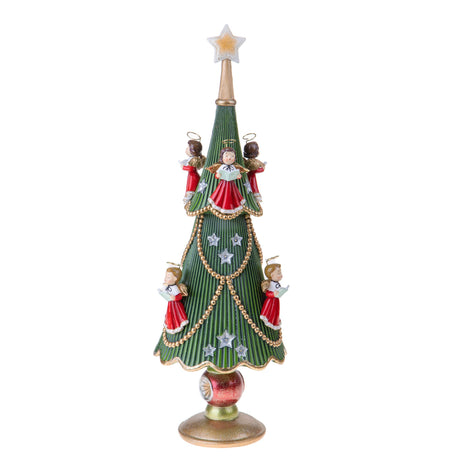 Albero di Natale Bianchi Dino in resina con angeli e luci LED 60 cm