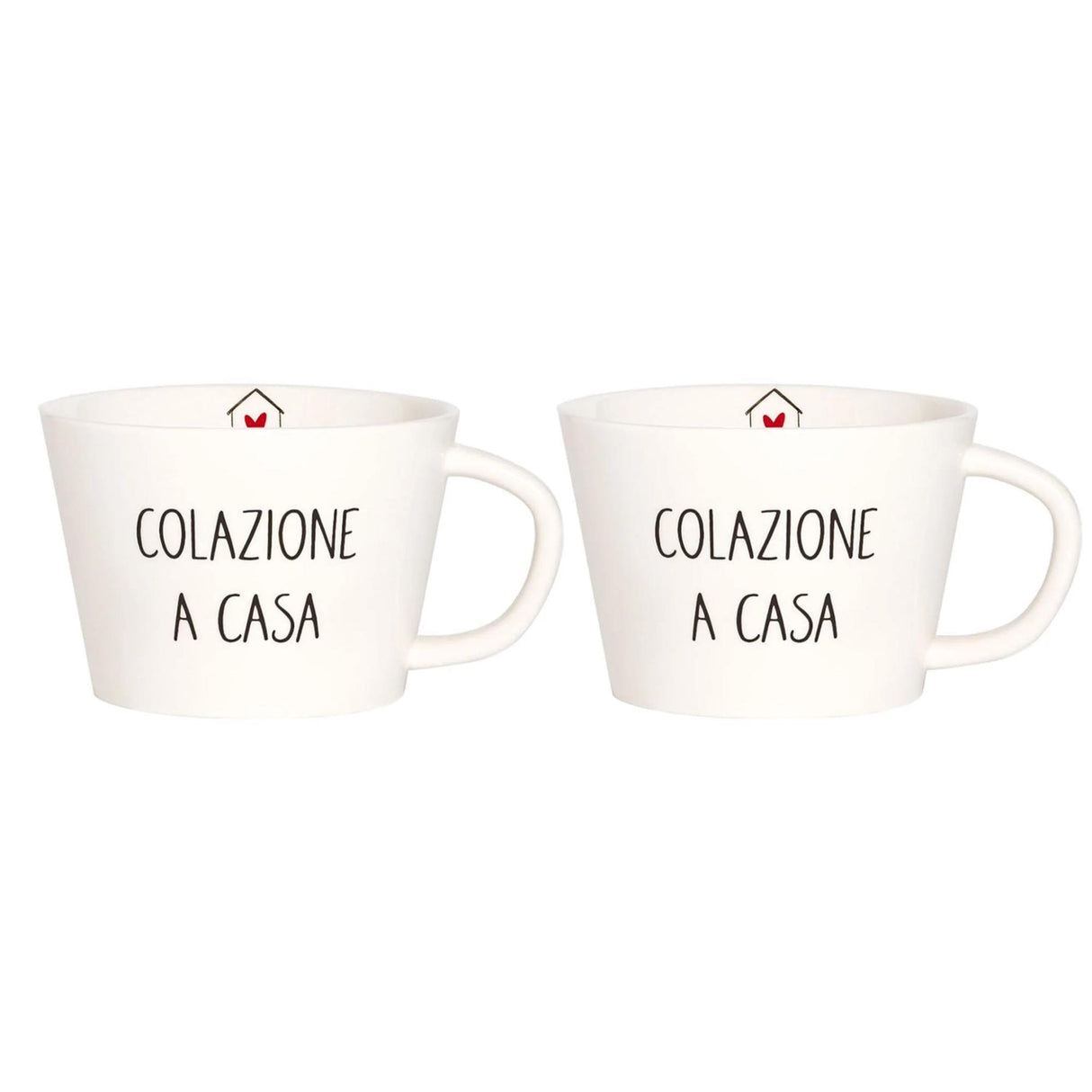 Set 2 tazze colazione Simple Day in gres con decoro cuori 580 ml