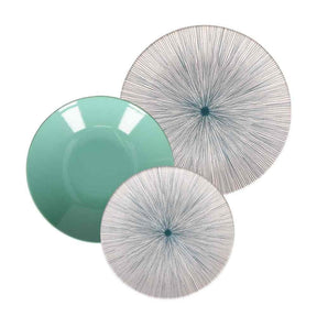 Set piatti Warm On Me Rose & Tulipani in stoneware tiffany e bianco 18 pezzi