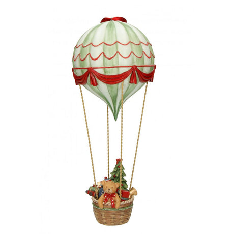 Decorazione natalizia mongolfiera Orsetto Brandani in resina 38 cm