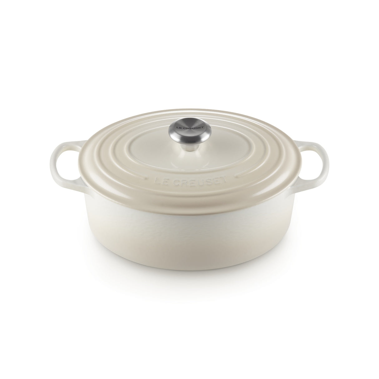 LE CREUSET Oval Cocotte Evolution 29cm Glazed Cast Iron Meringue