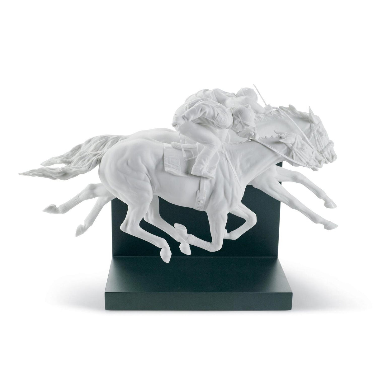 Scultura Corsa di Cavalli Lladrò in porcellana bianca opaca 28x44 cm