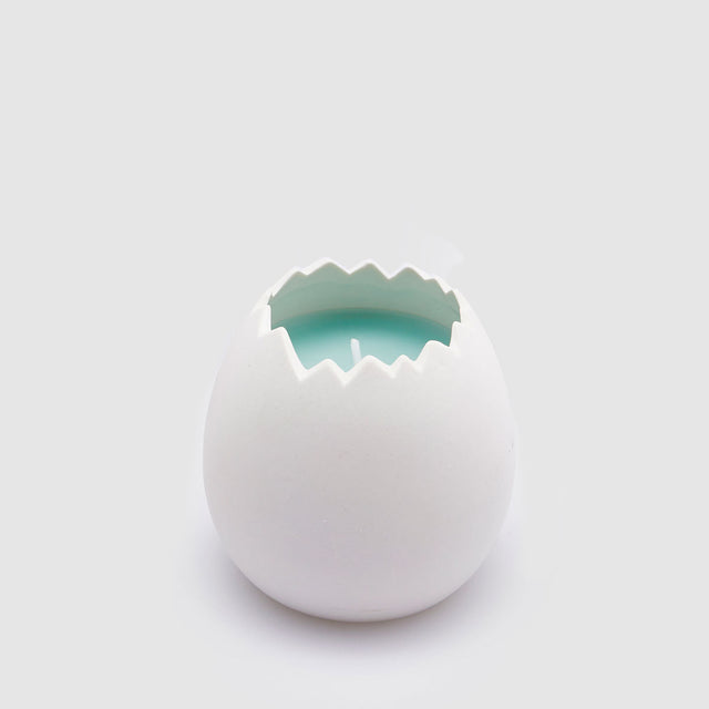 Candela uovo EDG in ceramica azzurra e bianca 8x8 cm
