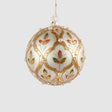Sfera albero Natale EDG in vetro bianco con decori oro 10 cm