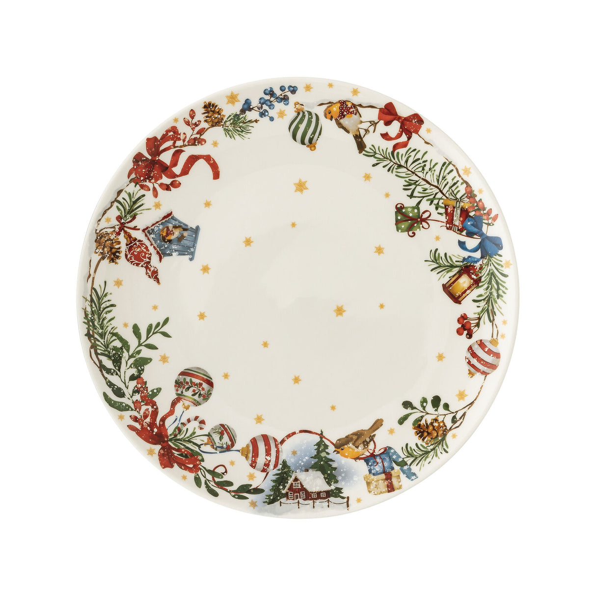 Piatto torta Hutschenreuther in porcellana decoro natalizio 28 cm