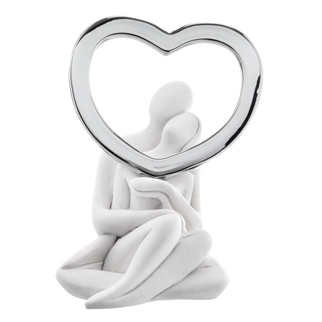 Scultura Innamorati Seduti Bongelli Preziosi in marmorino bianco 27 cm