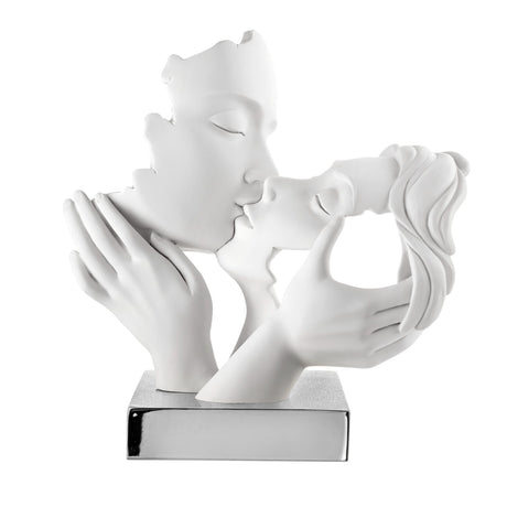 Scultura Coppia in Bacio Bongelli Preziosi in marmorino 25x23 cm