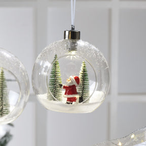 Pallina di Natale Mascagni Casa in vetro trasparente con LED 12 cm