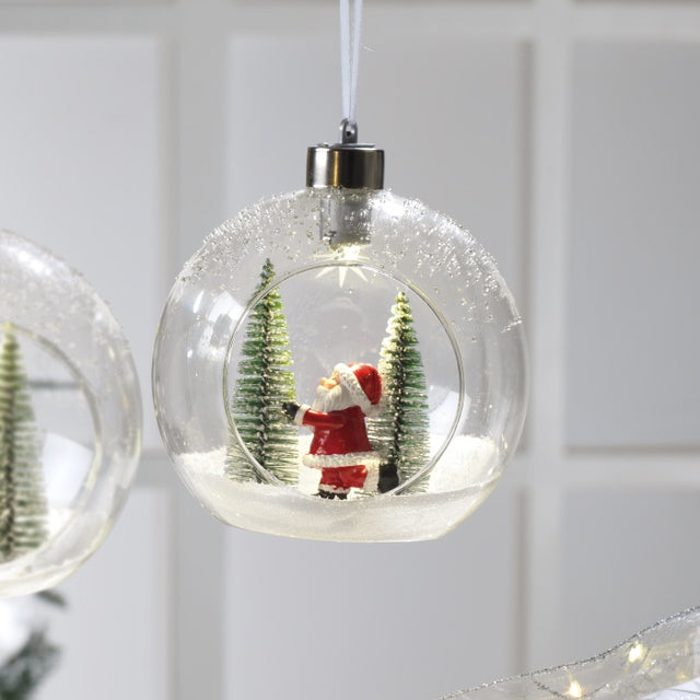 Pallina di Natale Mascagni Casa in vetro trasparente con LED 12 cm