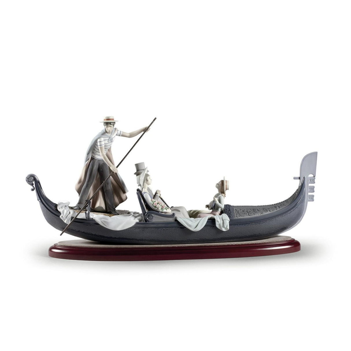 Scultura Coppia in Gondola Lladrò in porcellana decorata 45x76 cm