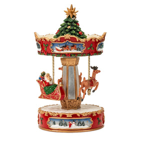 Carosello carillon Noel in poliresina con movimento 25 cm