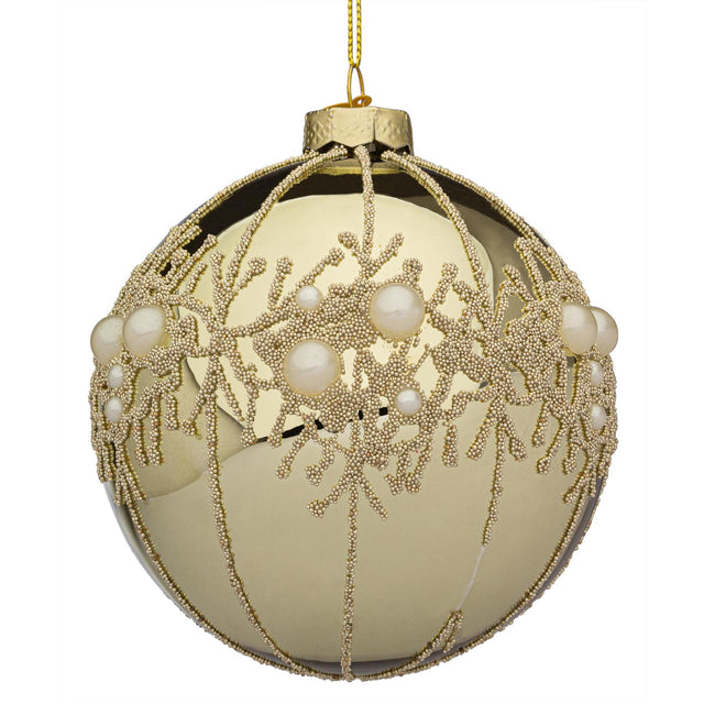 Pallina di Natale Gem Bizzotto in vetro color champagne 10 cm