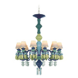 Lampadario Belle de Nuit Lladrò in porcellana 12 luci 100x65 cm
