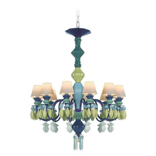 Lampadario Belle de Nuit Lladrò in porcellana 12 luci 100x65 cm