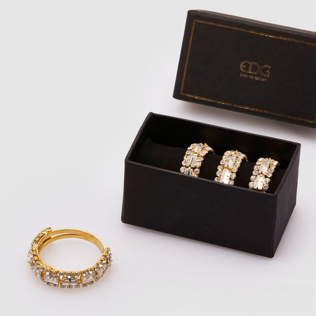 Set 4 portatovaglioli EDG in metallo oro con brillanti diametro 4 cm