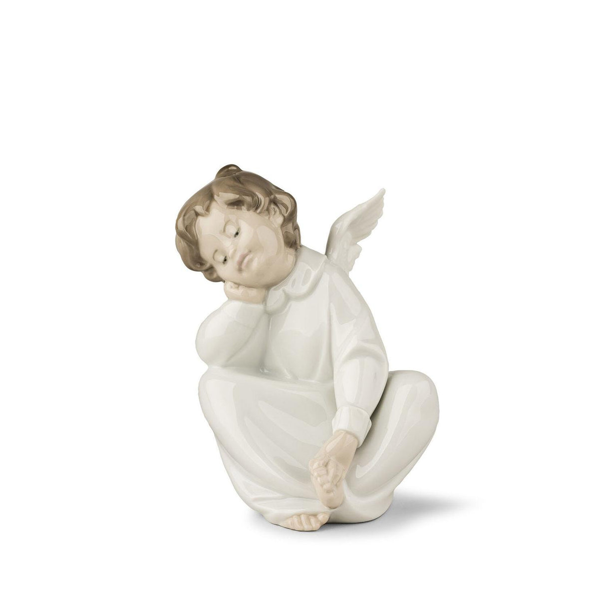 Statuina angioletto Lladrò in porcellana finitura colori pastello 15x12 cm